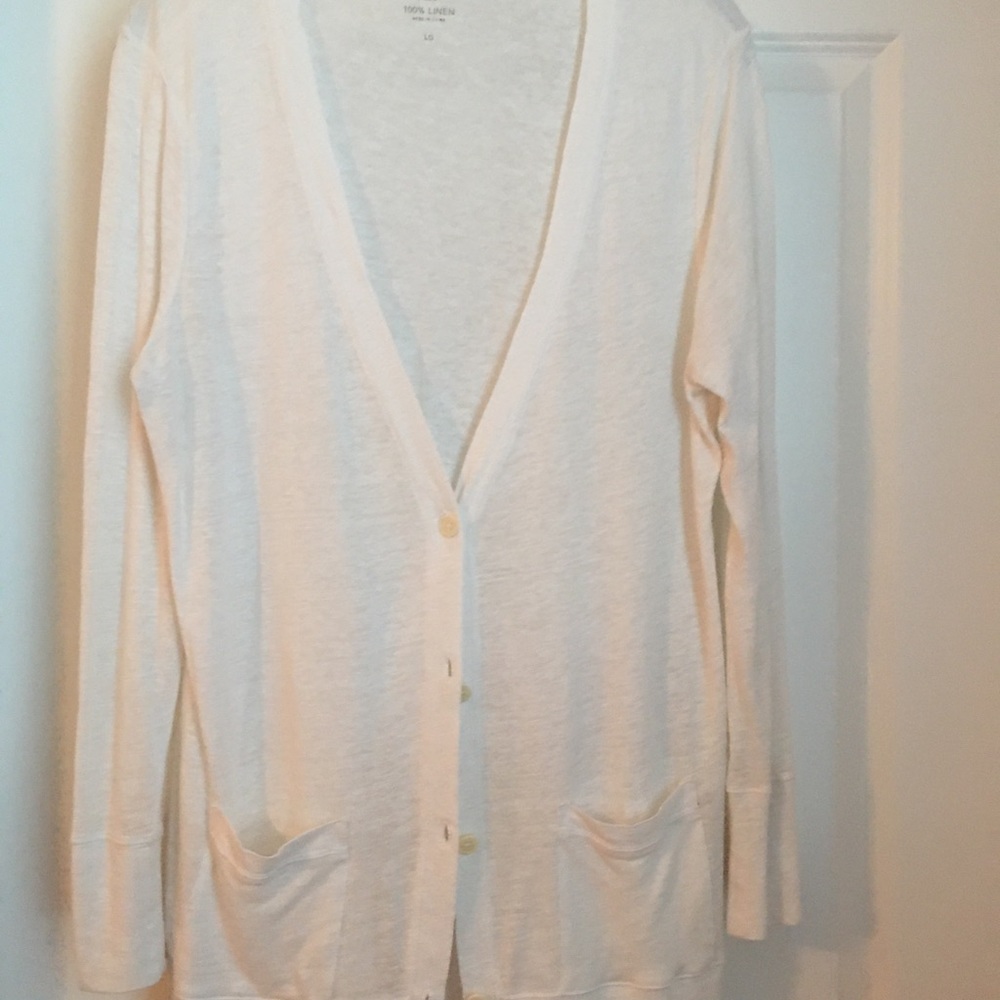 Soft White Linen Cardigan
